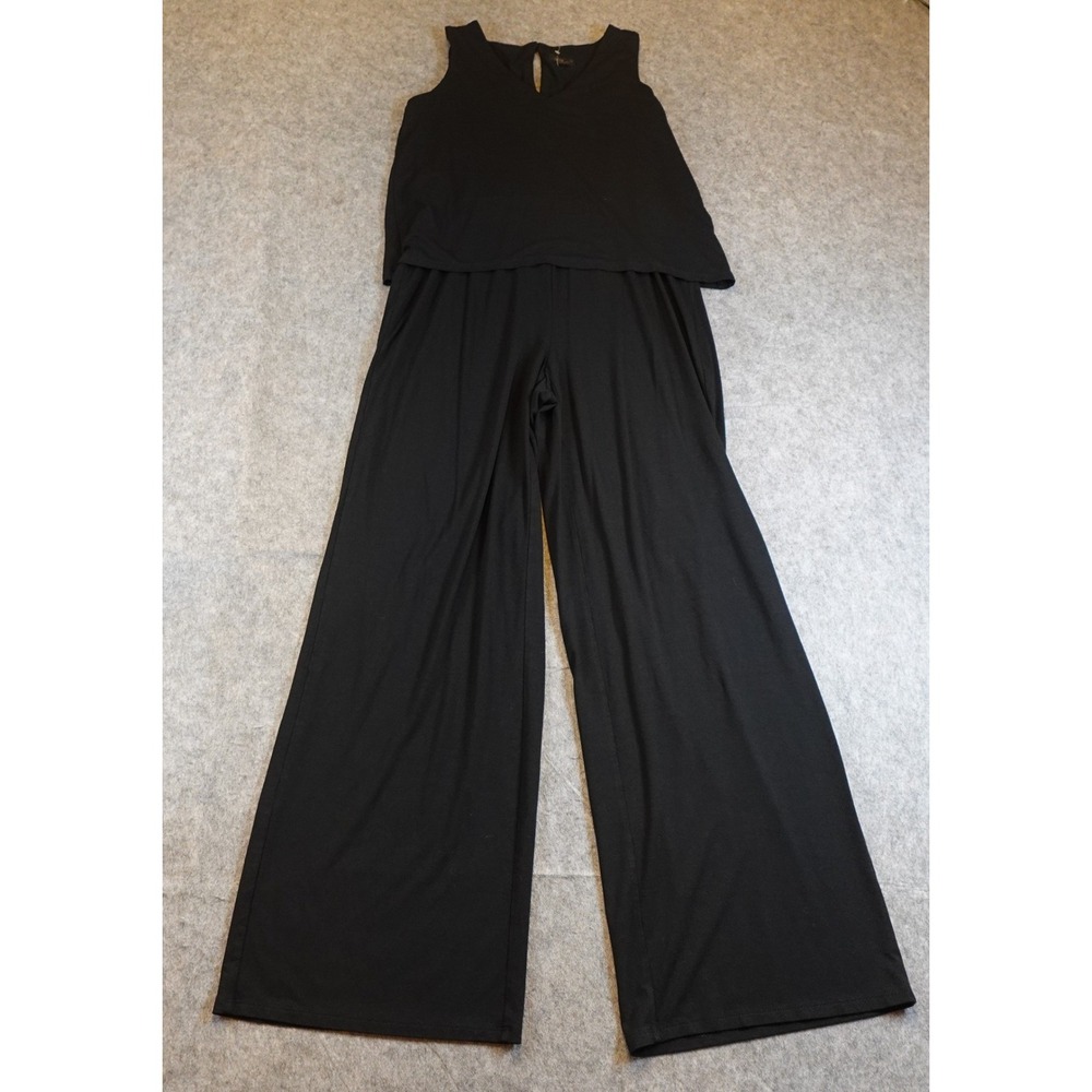J Jill Jumpsuit Womens Extra Small Black Wearever Collection Sleeveless Wide Leg
